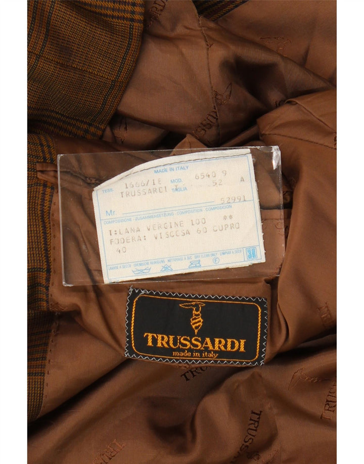 Giacca Blazer 2 Bottoni Uomo Trussardi IT 52 XL Pied De Poule Marrone
