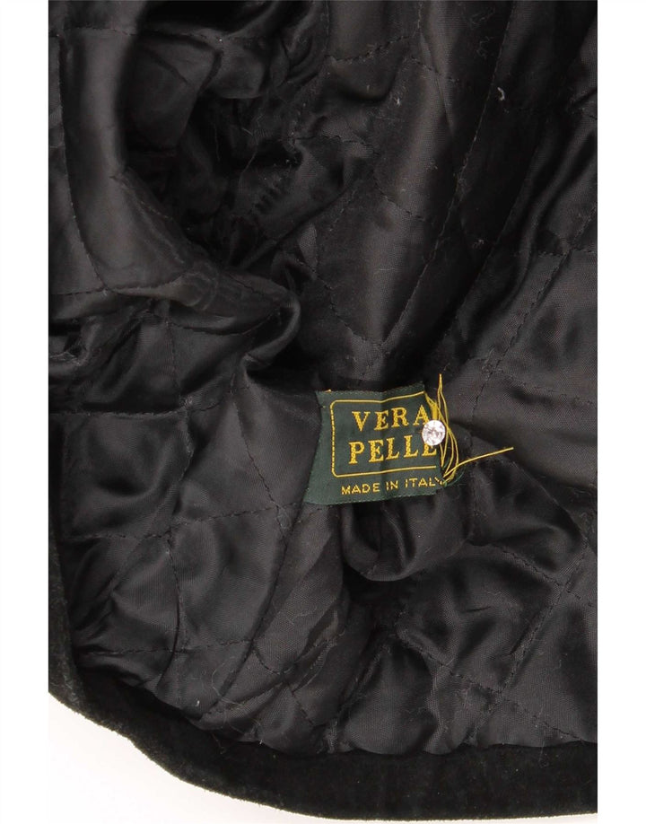 Cappotto doppiopetto in pelle scamosciata vestibilità ampia da donna Davin IT 44 medio nero