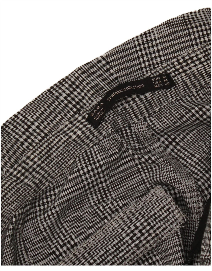 Pantaloni cropped a vita alta da donna Zara medi W28 L26 pied de poule grigi