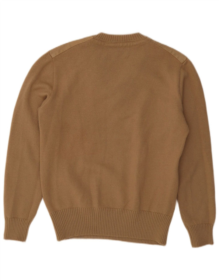 Maglione vintage da uomo con scollo a V piccolo in lana beige
