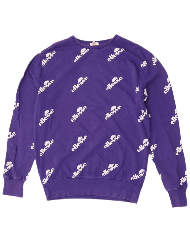 Felpa grafica da donna Ellesse Maglione UK 12 Cotone viola medio