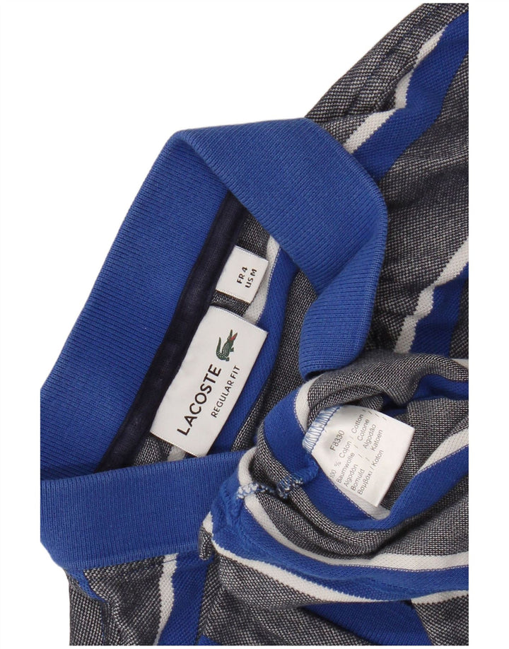 Polo Lacoste da uomo vestibilità regolare taglia 4 cotone a righe blu medio