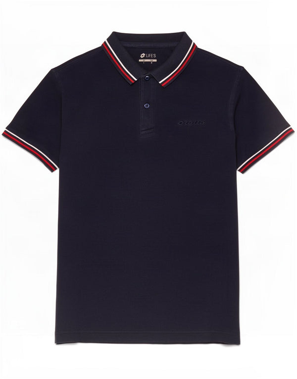 Polo da uomo Lotto a righe medie blu navy