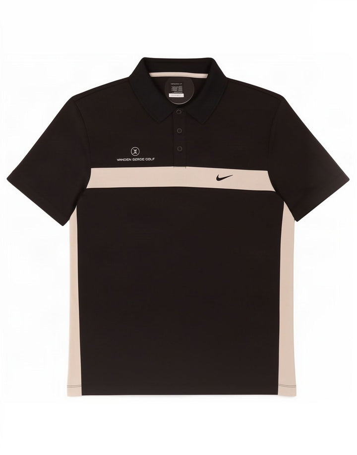 Polo Nike Uomo UK 42/44 Large Nero Colourblock Poliestere