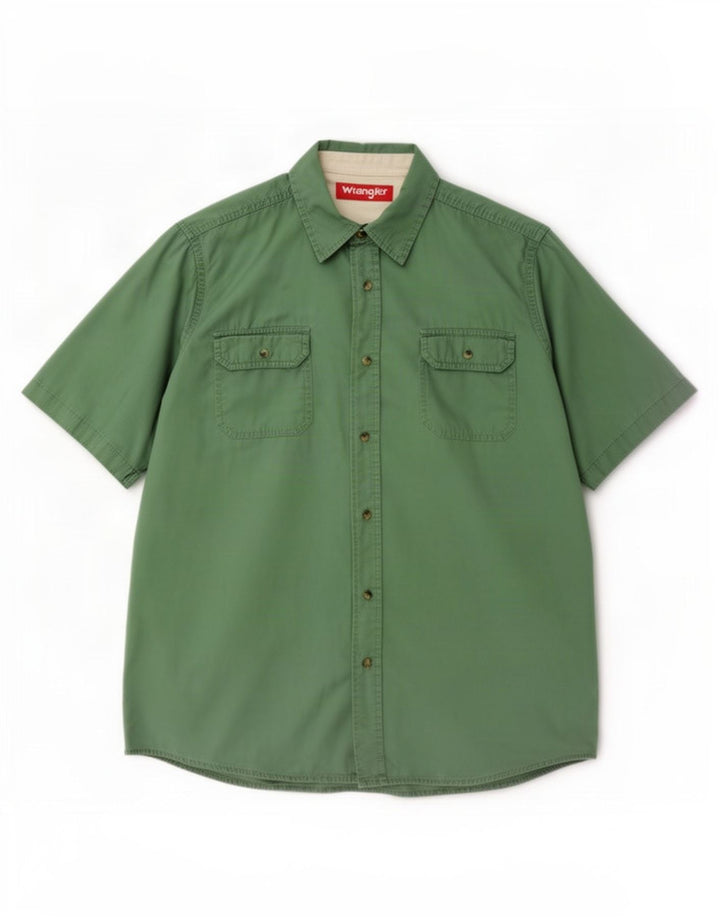 Camicia a maniche corte da uomo Wrangler grande in cotone verde