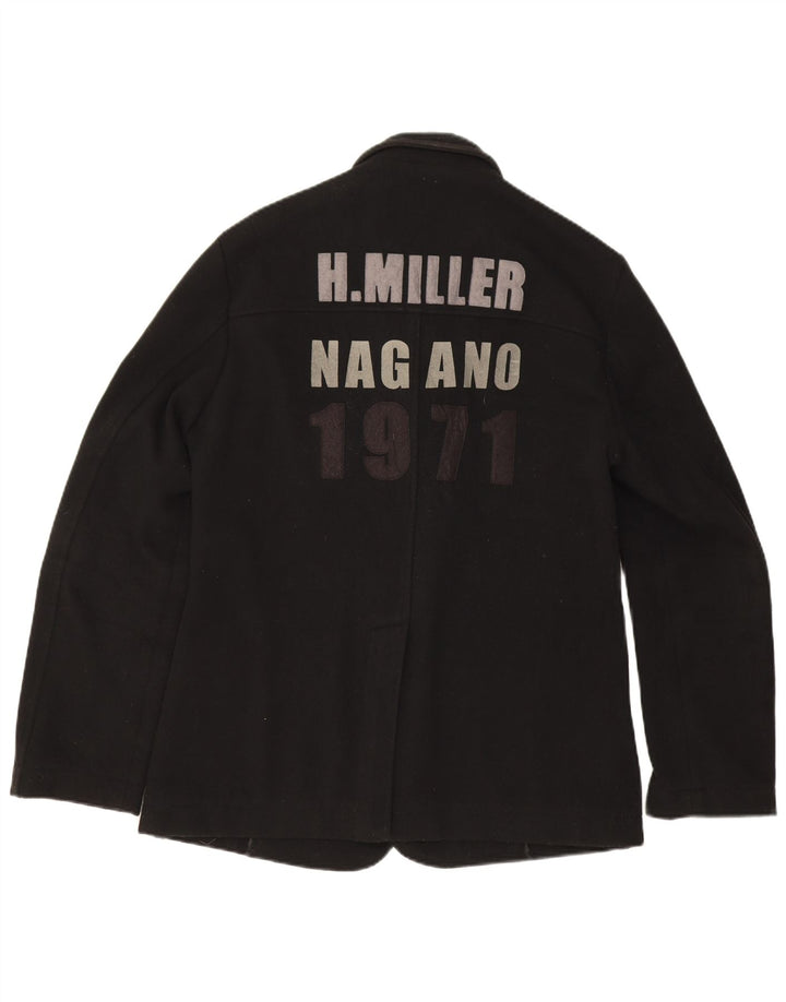 Giacca blazer da uomo con grafica a 3 bottoni Kejo UK 38 lana nera media