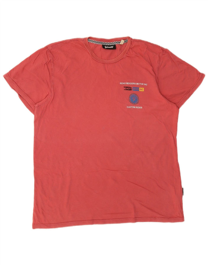 T-shirt grafica da uomo Schott Top grande in cotone rosa