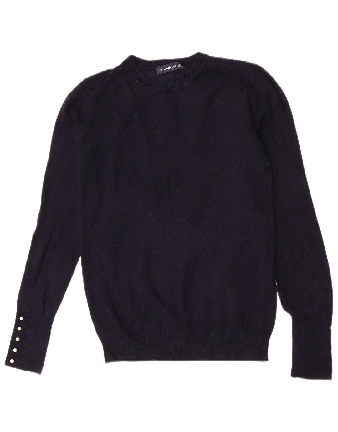 Maglione maglione girocollo da donna Zara UK 12 viscosa blu navy medio