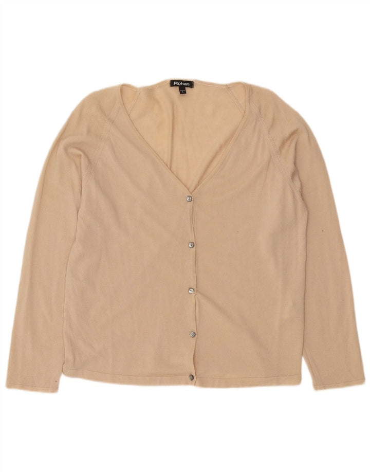 Maglione cardigan da donna Rohan UK 16 grande lana beige