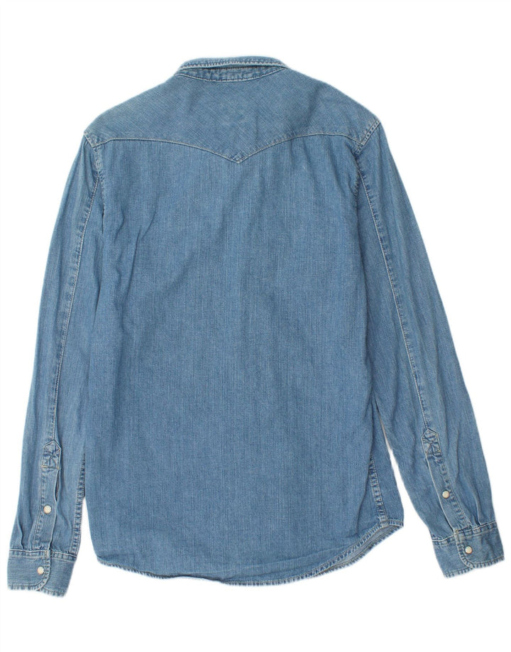 Camicia di jeans da uomo LEE in cotone blu medio