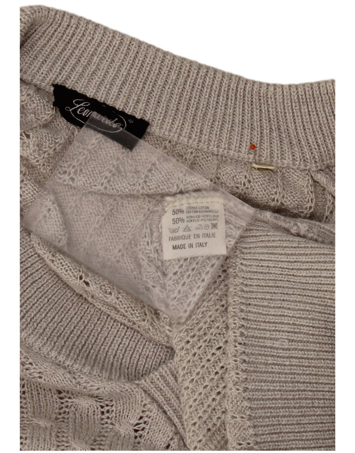 LEONARDO Maglione da uomo con scollo a V XL in cotone grigio