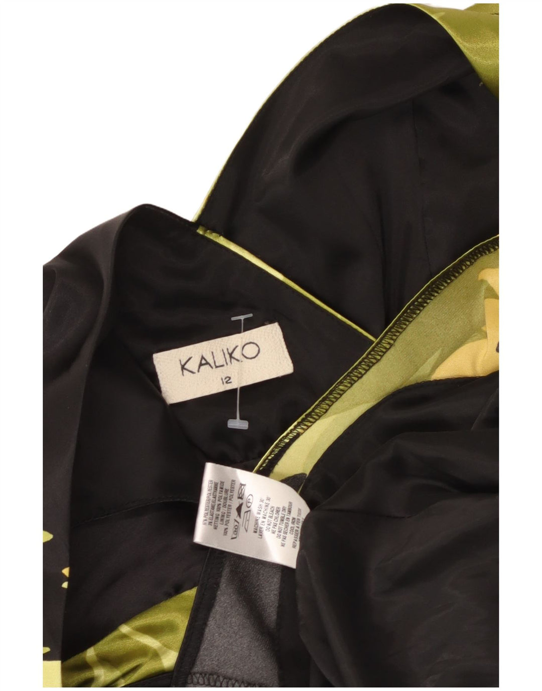 KALIKO Abito da donna senza maniche a trapezio UK 12 Poliestere floreale nero medio