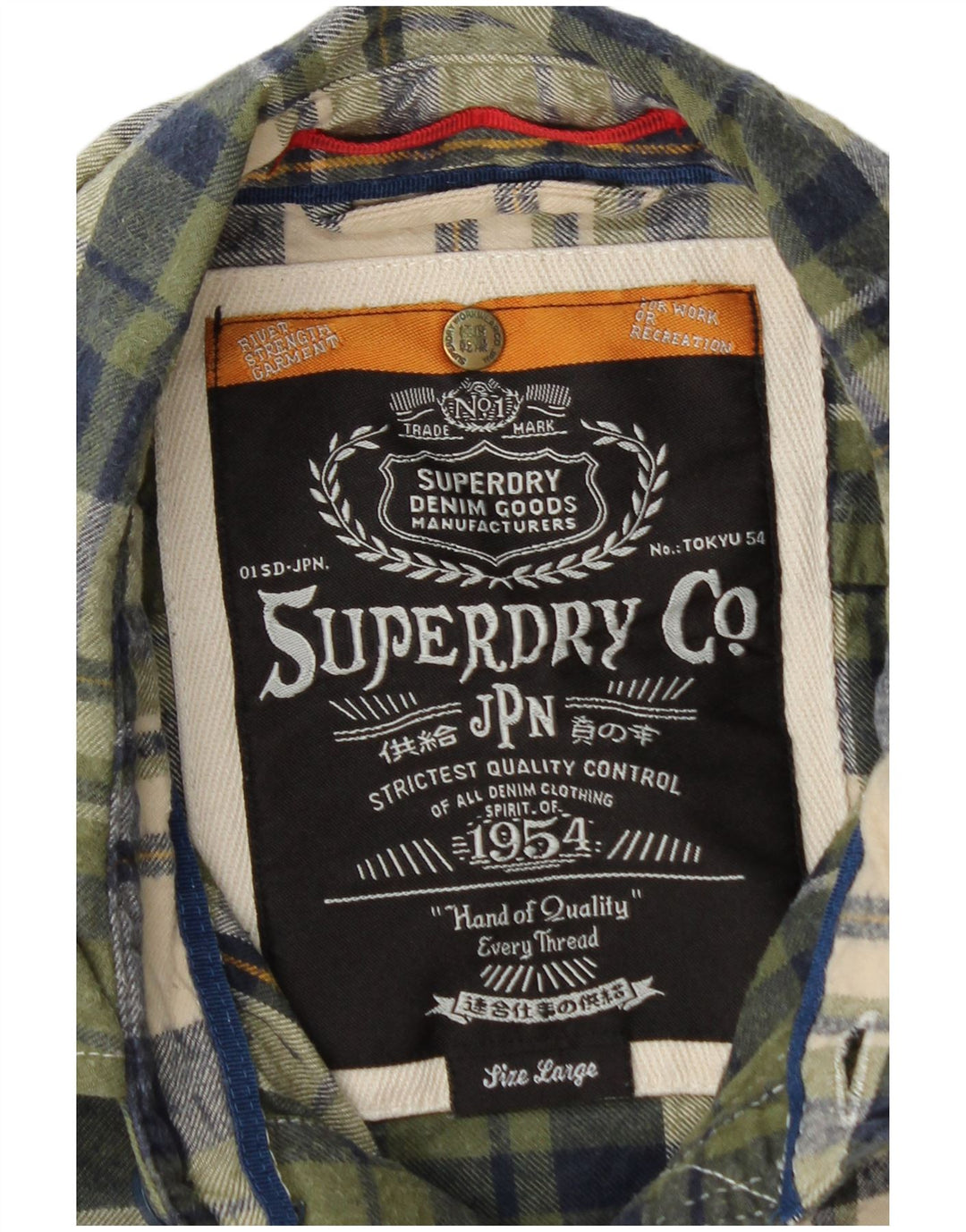 Camicia da uomo in flanella SUPERDRY, cotone a quadri verdi grandi
