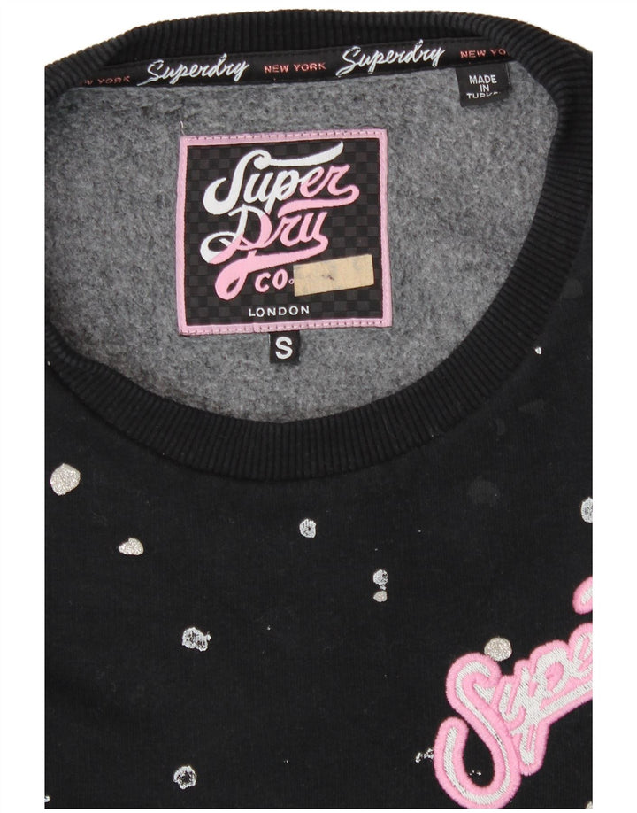 Felpa oversize da donna SUPERDRY UK 10 piccola nera maculata