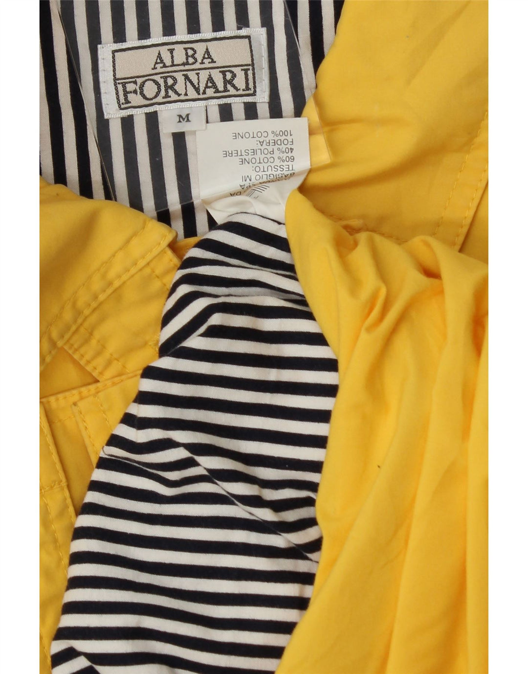 ALBA FORNARI Womens Overcoat UK 14 Medium Yellow Cotton Vintage Alba Fornari and Second-Hand Alba Fornari from Messina Hembry 