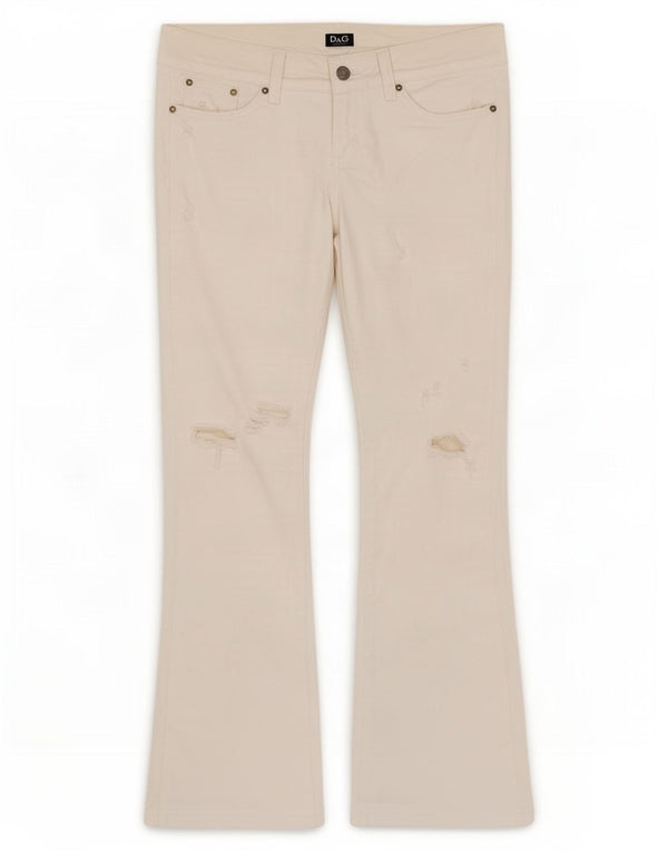 Dolce & Gabbana Donna Ittierre Jeans Bootcut Distressed W29 L32 Bianco