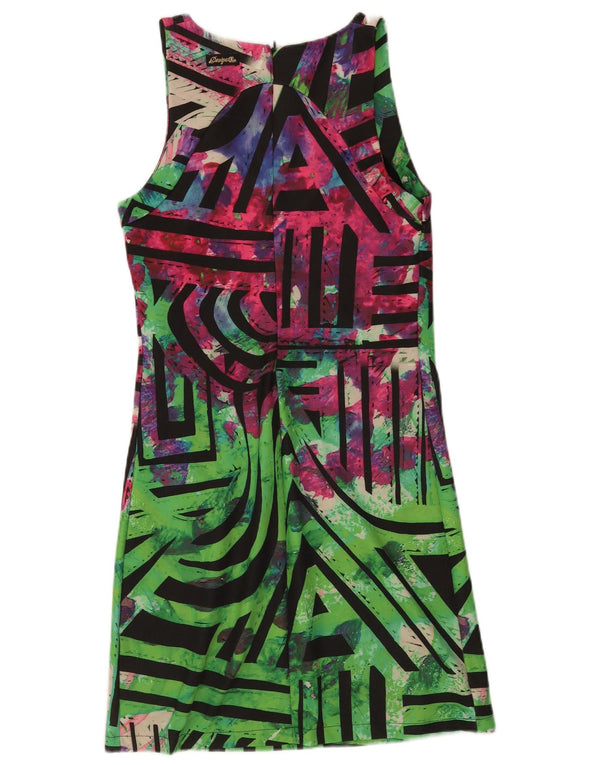 Desigual Abito tubino senza maniche da donna UK 10 Piccolo multicolore geometrico