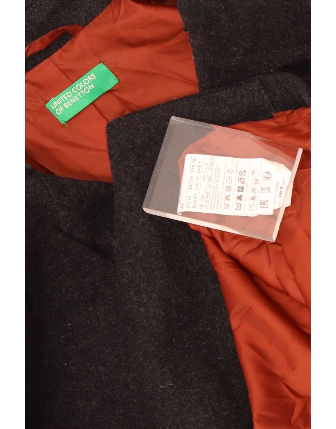 Cappotto da marinaio oversize da donna Benetton UK 10 piccolo in lana grigia