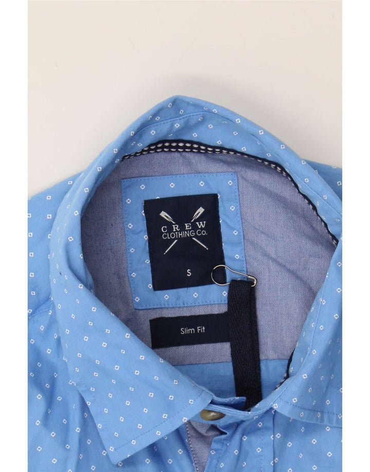 CREW CLOTHING Mens Slim Fit Shirt Small Blue Argyle/Diamond Cotton Vintage Crew Clothing and Second-Hand Crew Clothing from Messina Hembry 