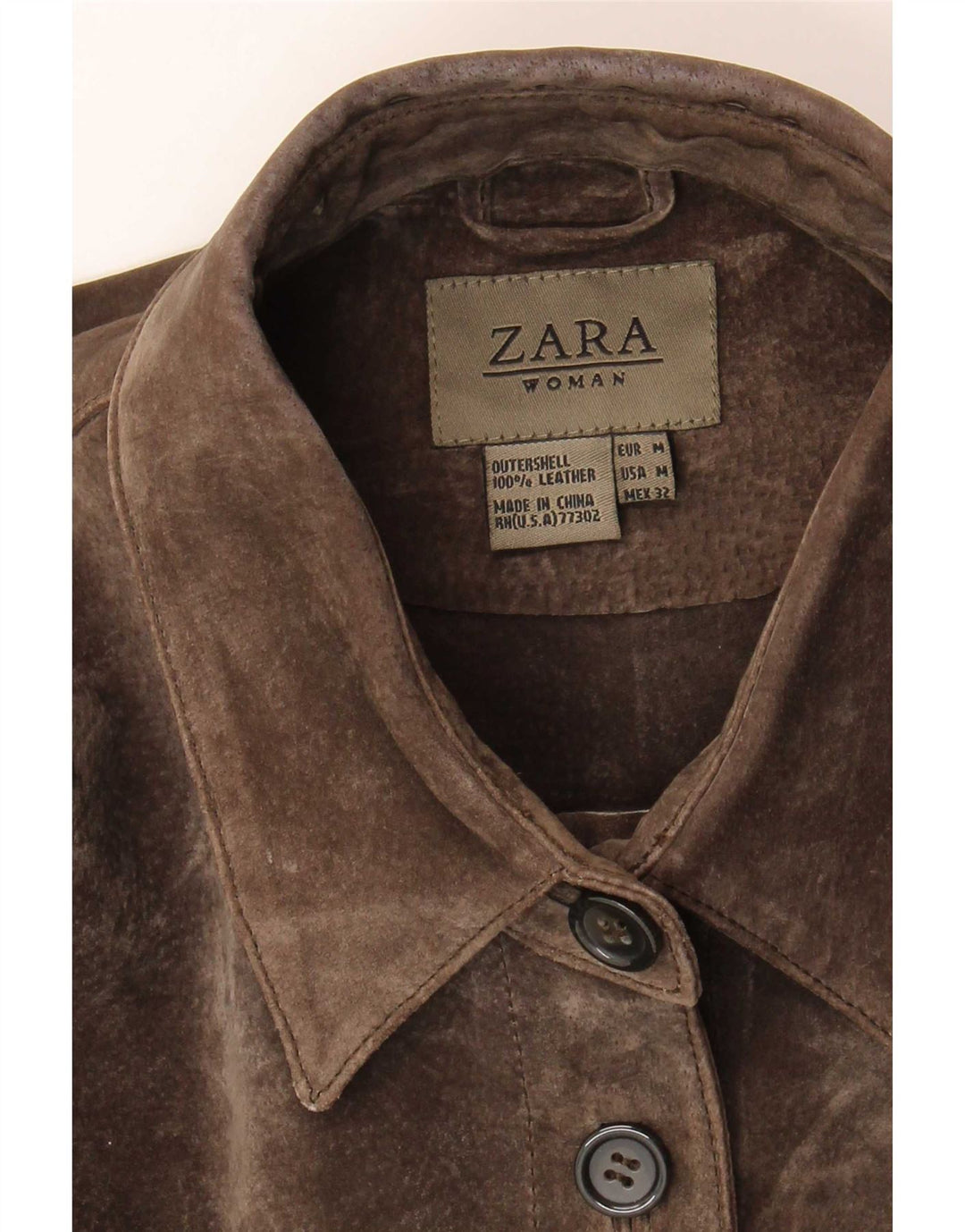 Giacca in pelle scamosciata da donna Zara UK 14 in pelle marrone medio
