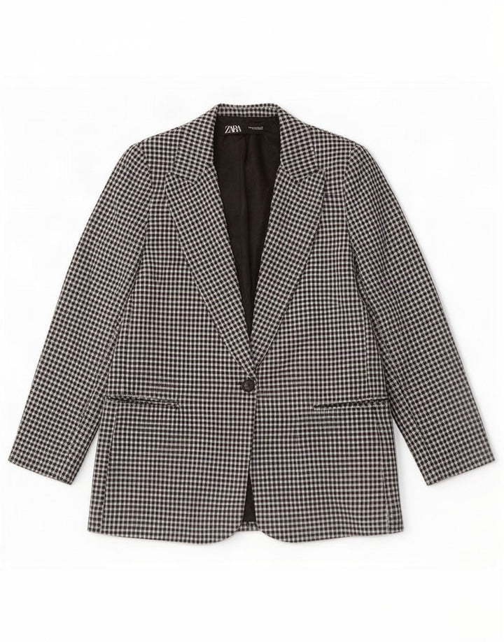 Giacca blazer a 1 bottone da donna Zara EU 40 a quadretti neri medi