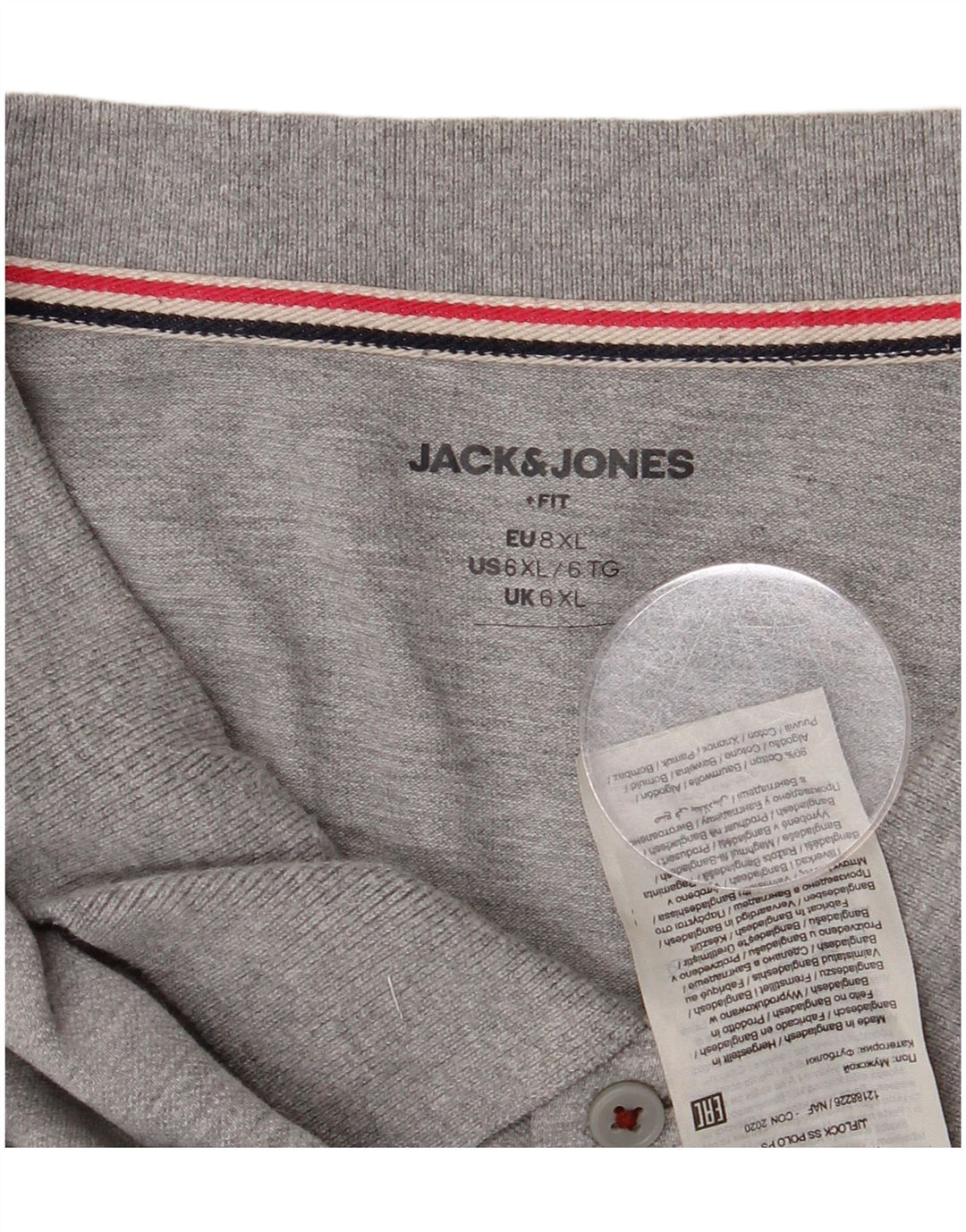 Polo da uomo Jack & Jones 6XL cotone grigio