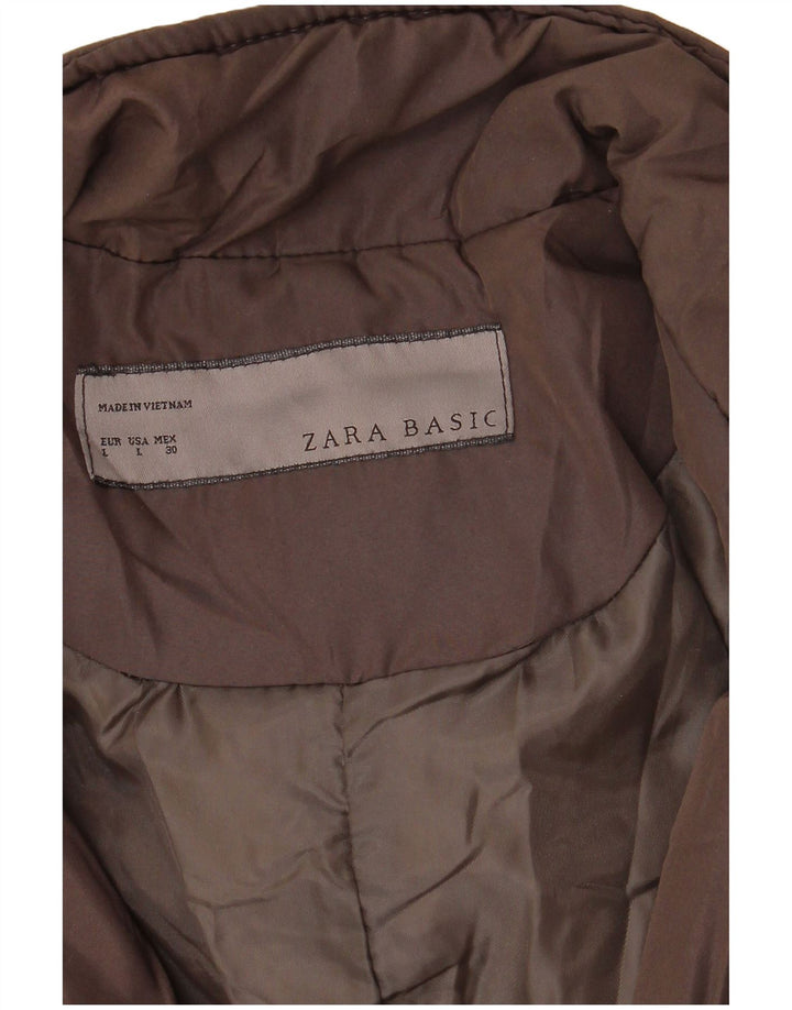 Giacca trapuntata da donna Zara UK 16 grande poliestere marrone