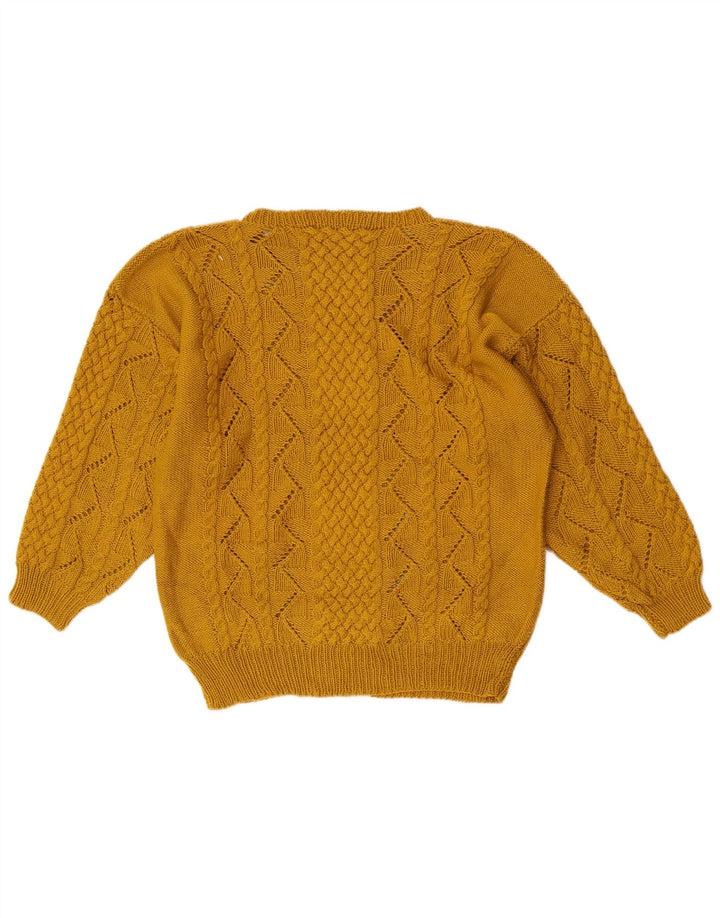 Maglione maglione vintage da donna con scollo a barca UK 14 Giallo medio