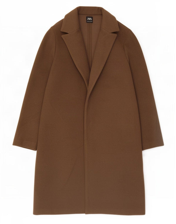 Soprabito aperto da donna Zara UK 14 grande poliestere marrone