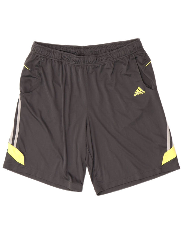 Pantaloncini sportivi da uomo Adidas Large in poliestere color block grigio