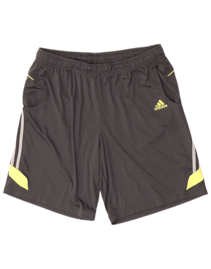 Pantaloncini sportivi da uomo Adidas Large in poliestere color block grigio