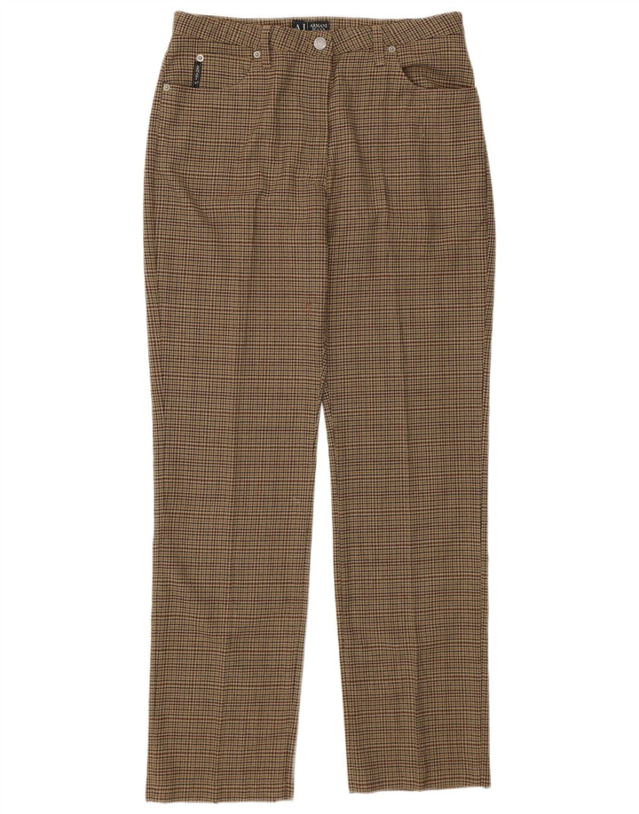 Pantaloni casual dritti da donna Armani W31 L30 poliestere pied de poule verde