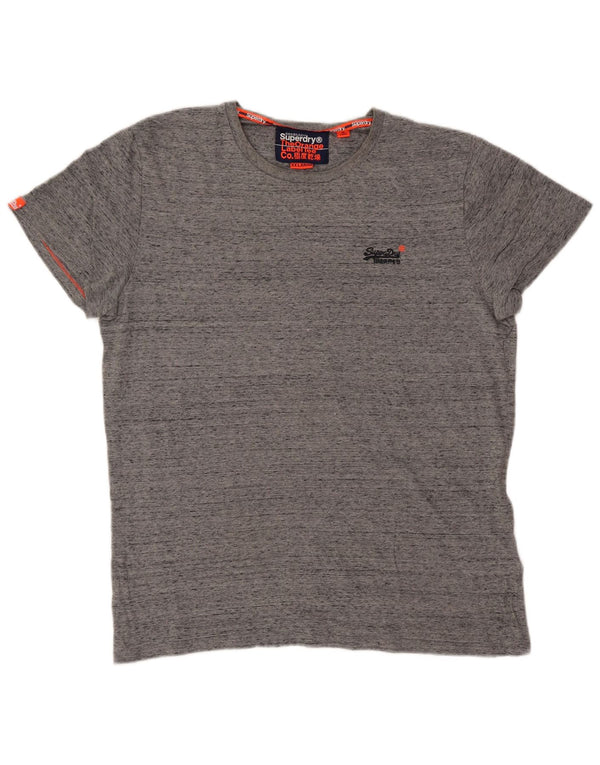 T-shirt grafica da uomo Superdry Top 2XL cotone chiazzato grigio