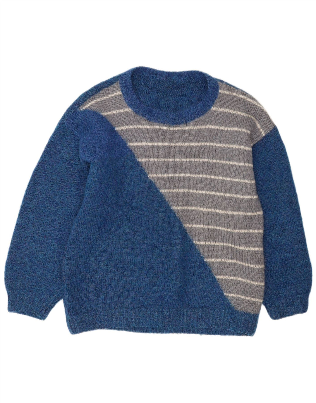 Maglione girocollo da uomo vintage a righe grandi blu