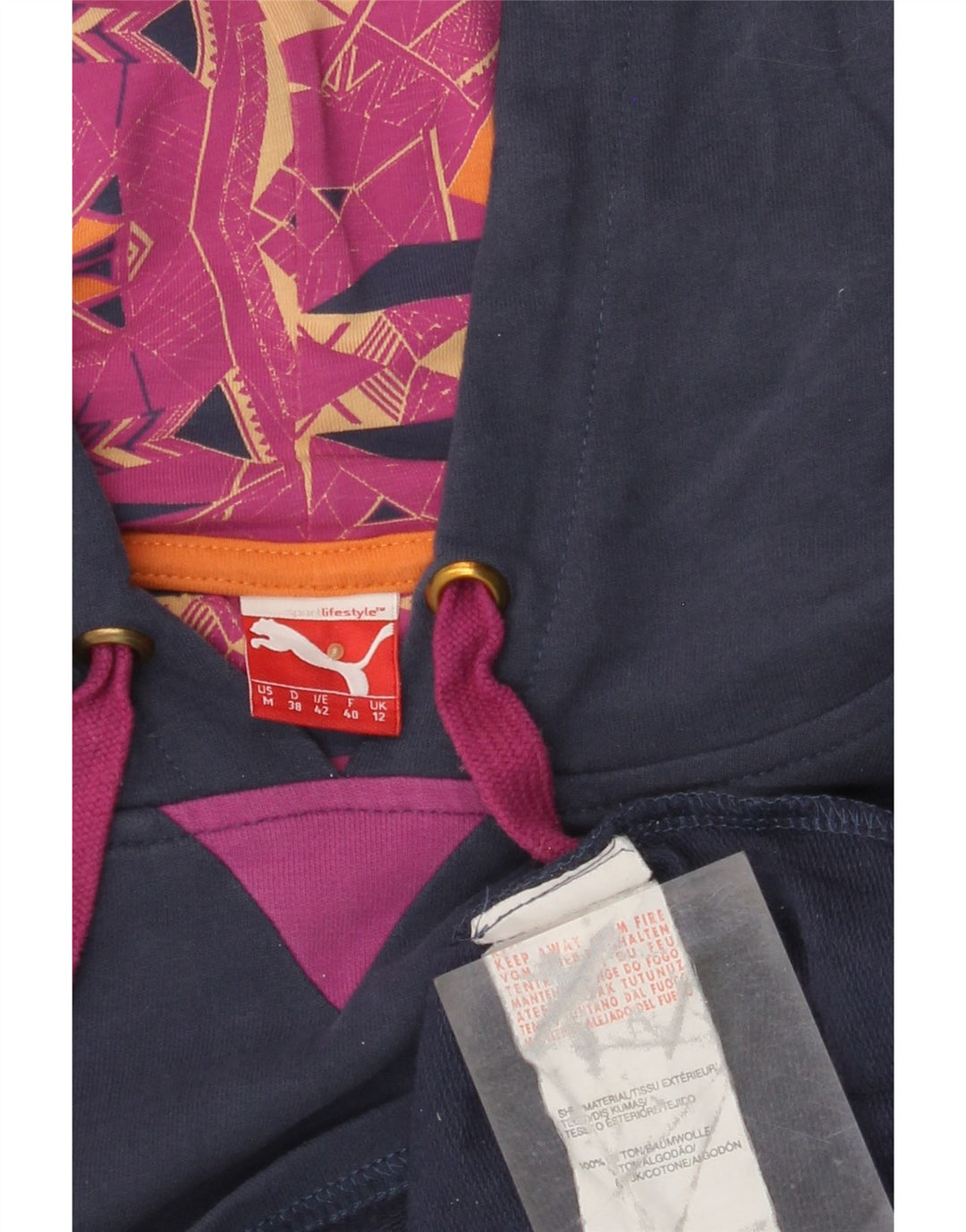 Felpa con cappuccio oversize corta PUMA da donna UK 12 medio blu navy