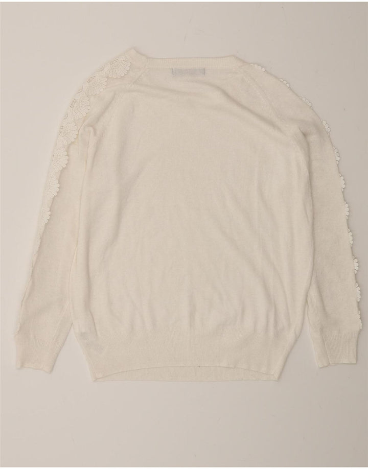 Maglione maglione girocollo da donna Marks & Spencer UK 14 grande bianco sporco