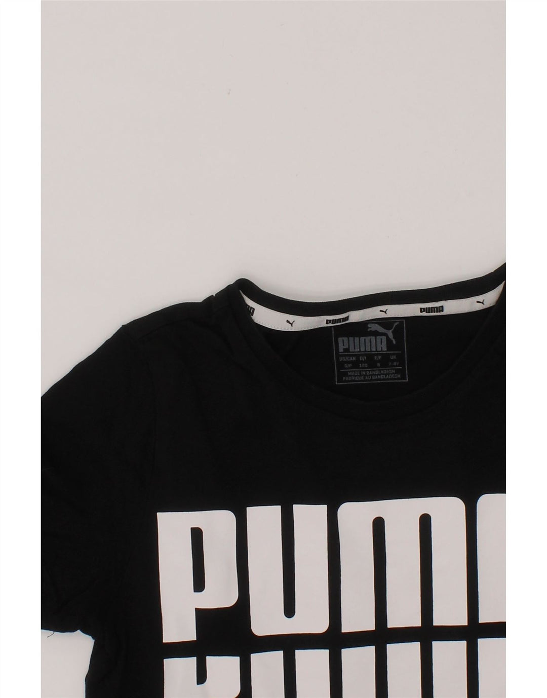 PUMA Boys Graphic T-Shirt Top 7-8 Yea95 Black Cotton Vintage Puma and Second-Hand Puma from Messina Hembry 