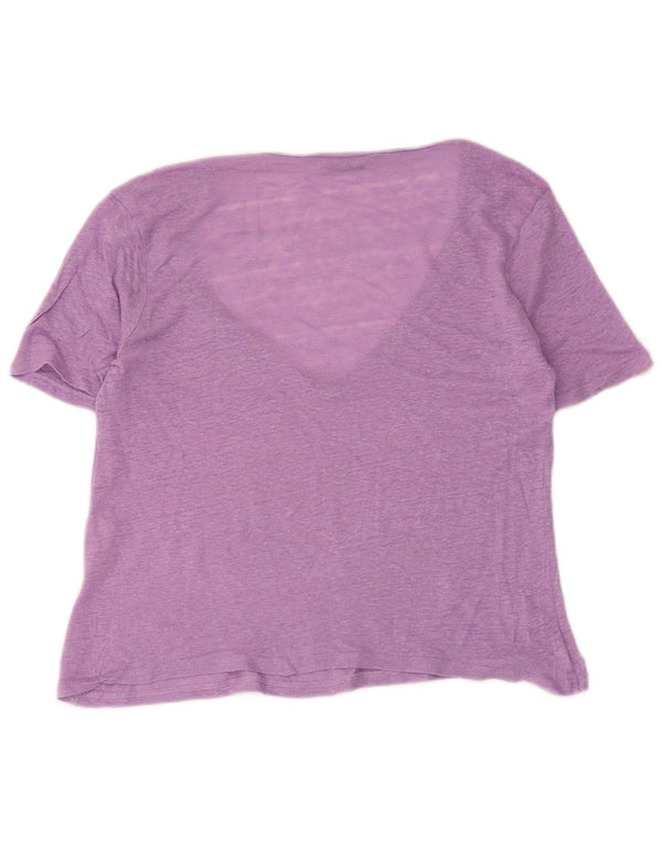 T-shirt corta da donna Zara Top UK 12 Lino screziato viola medio