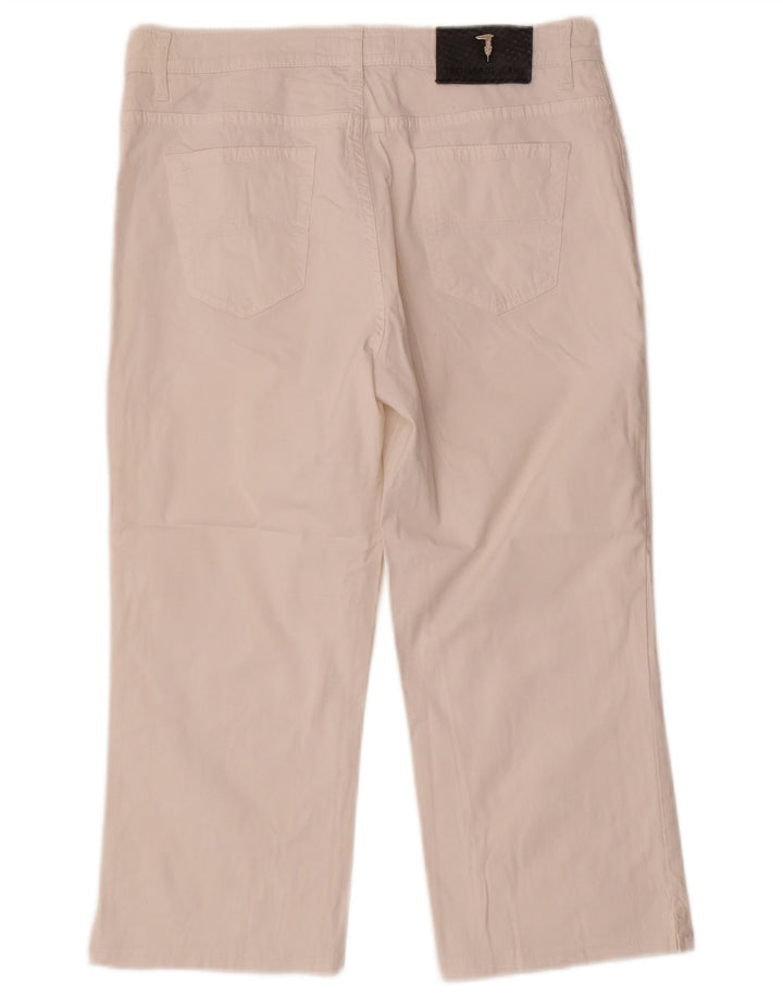 Pantaloni Capri Dritti Donna Trussardi W29 L20 Cotone Bianco