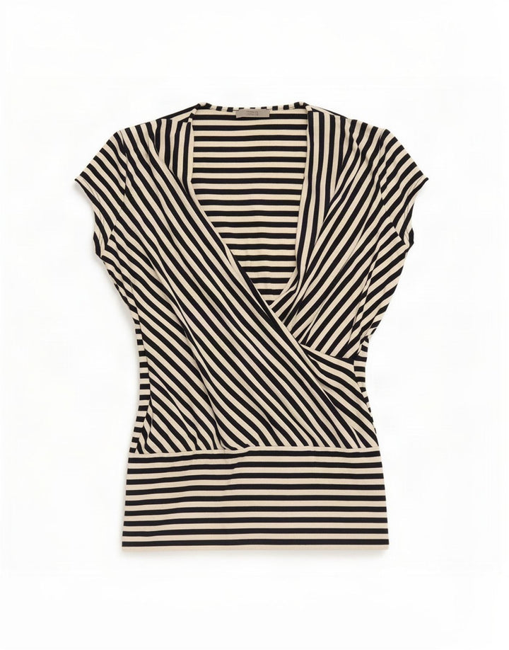 Top in camicetta da donna Marks & Spencer UK 16 grande viscosa a righe nere