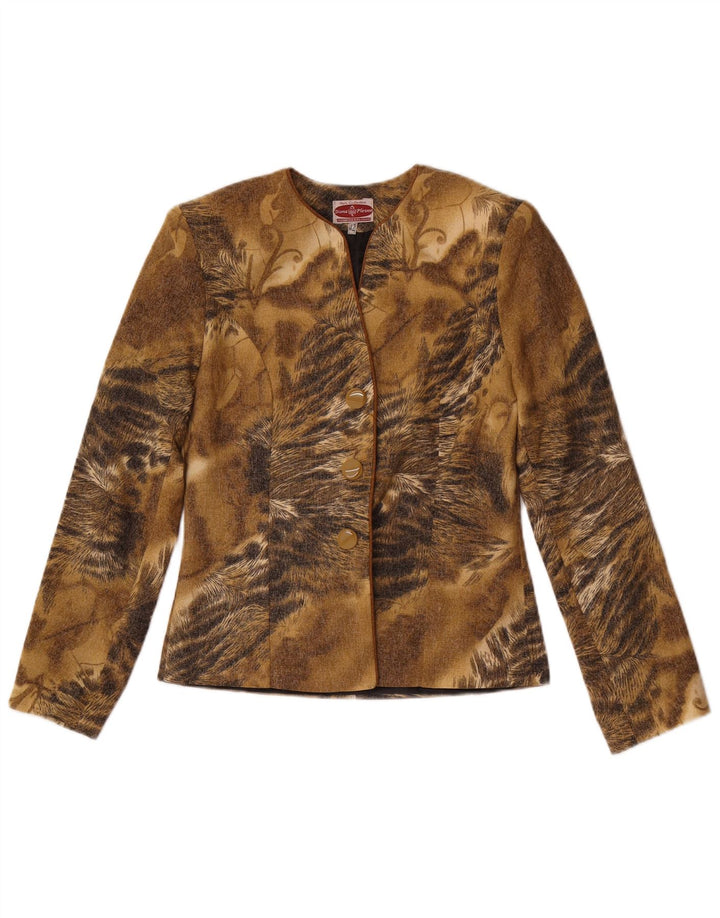 Giacca blazer vintage da donna a 3 bottoni IT 42 stampa animalier marrone medio