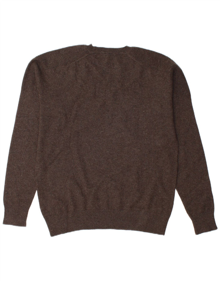 Maglione maglione girocollo da donna Lee UK 20 2XL Lana d'agnello marrone