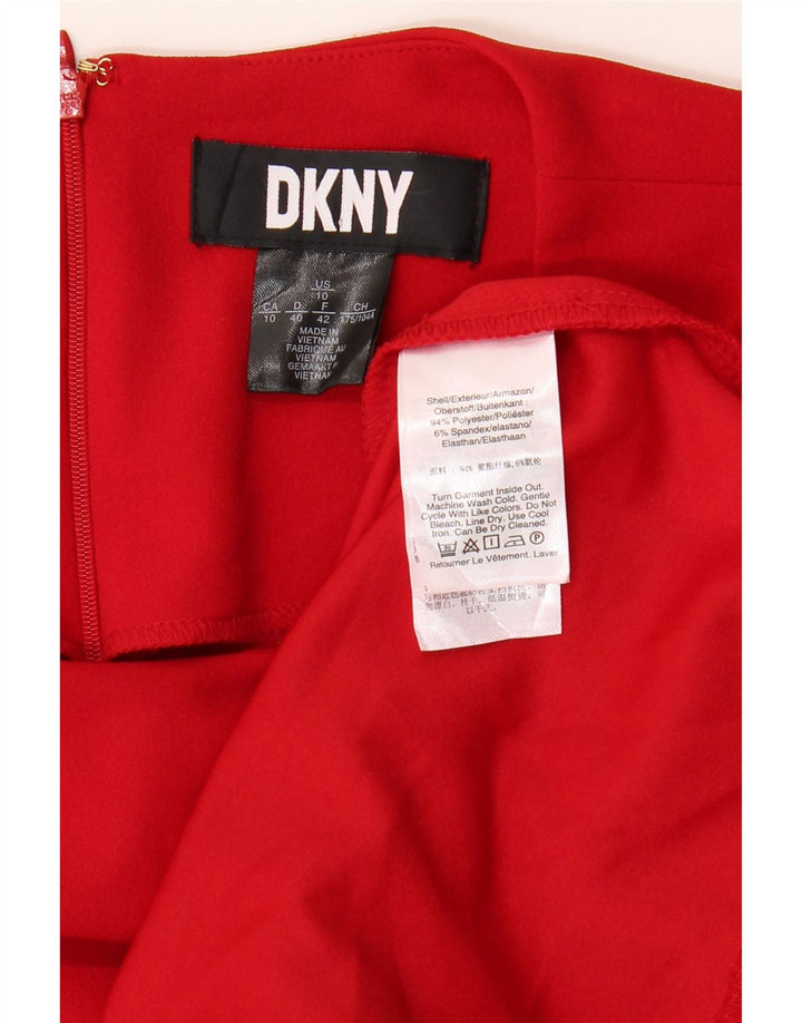 DKNY Womens A-Line Dress US 10 Large Red Polyester Vintage Dkny and Second-Hand Dkny from Messina Hembry 
