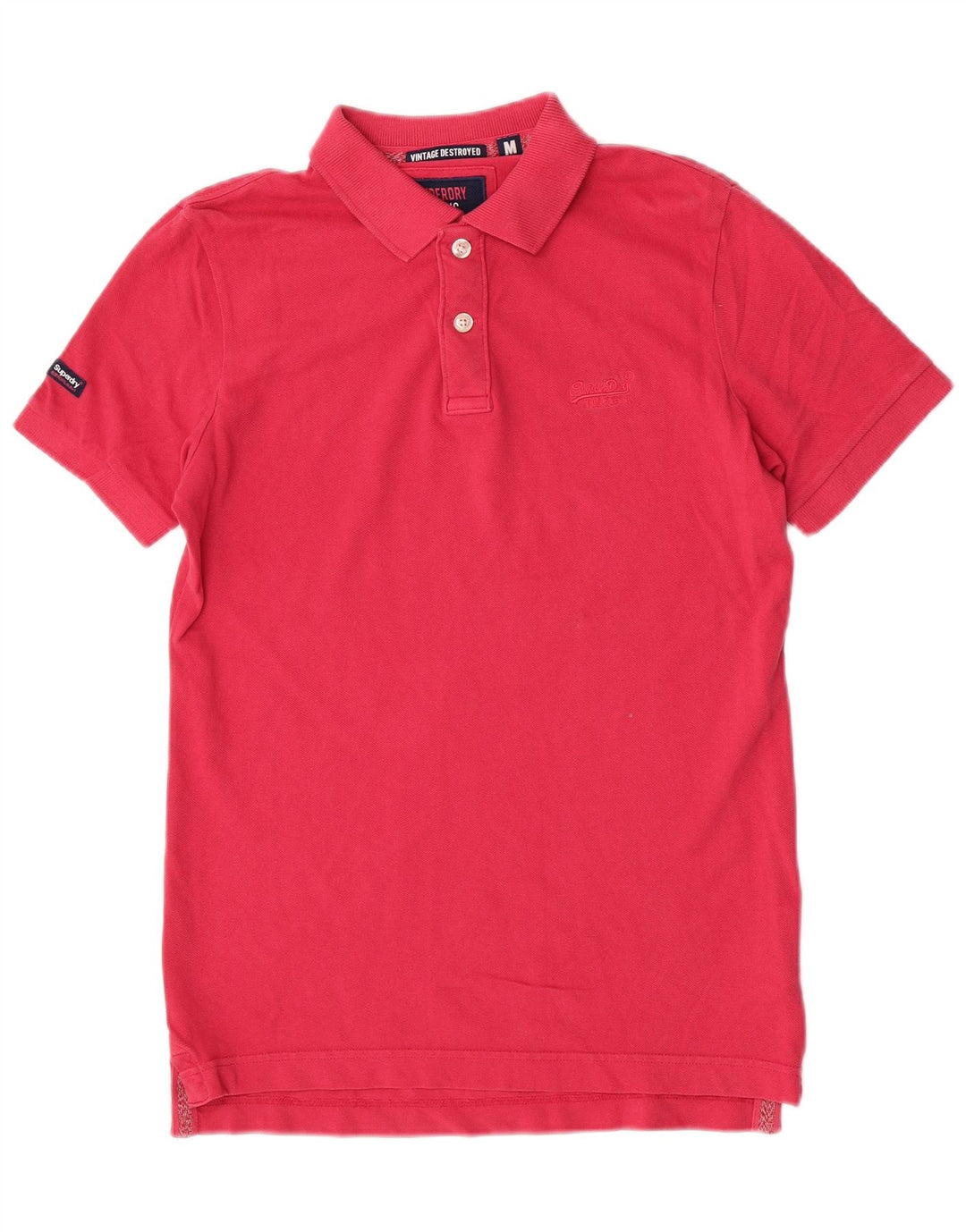 Polo da uomo a manica corta Superdry in cotone rosa medio