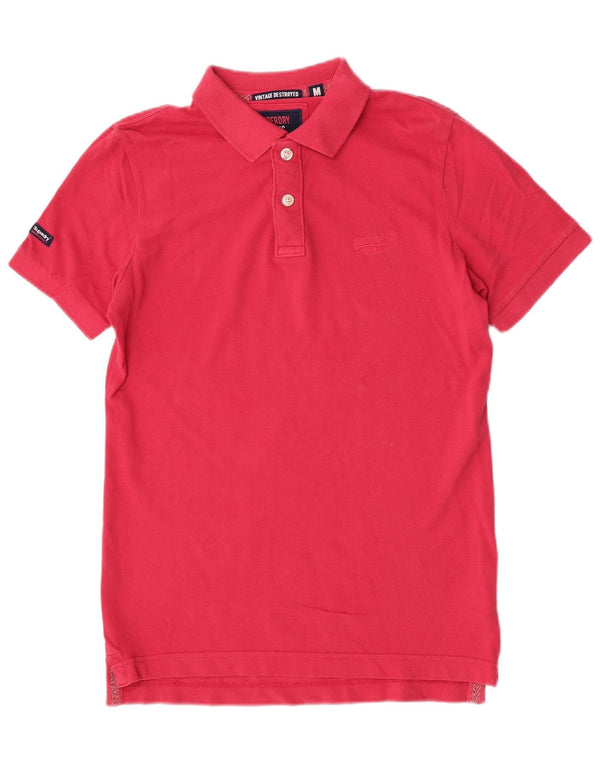 Polo da uomo a manica corta Superdry in cotone rosa medio