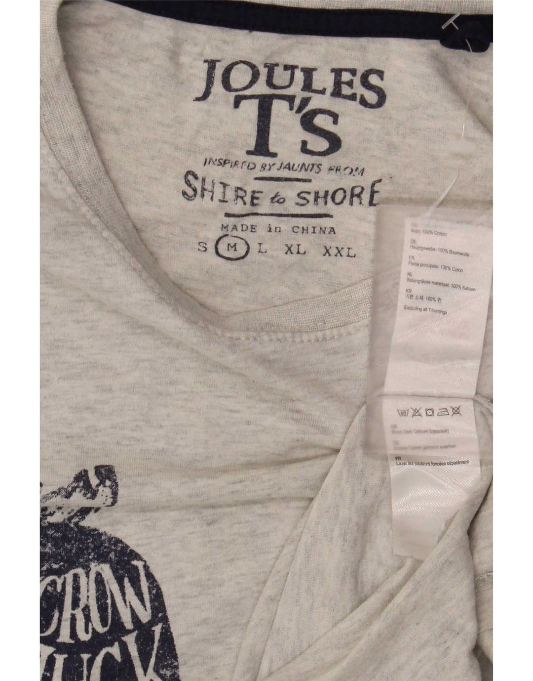 T-shirt grafica da uomo Joules Top in cotone grigio medio