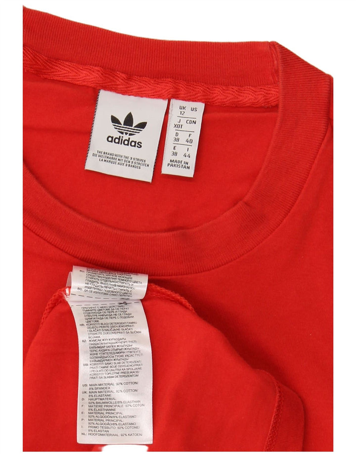 T-shirt grafica da donna ADIDAS Top UK 12 rosso medio in cotone