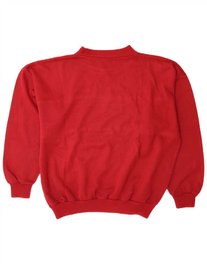 Felpa grafica da uomo vintage maglione XL rosso color block