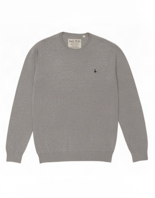 Maglione maglione girocollo da uomo Jack Wills XL in cotone grigio