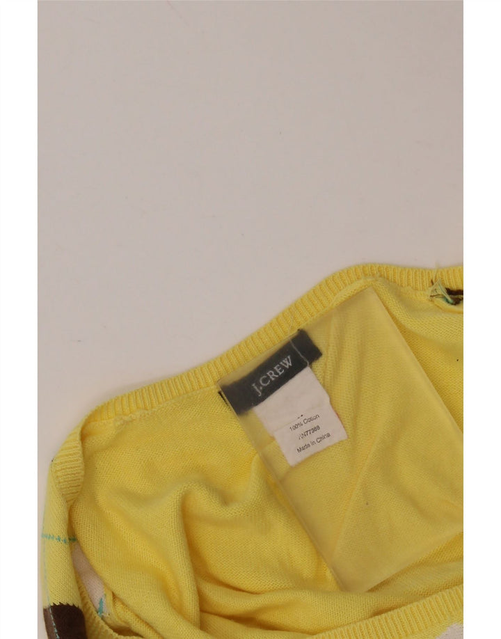 J. CREW Maglione da donna con scollo a V UK 12 Medio Giallo Argyle/Diamante